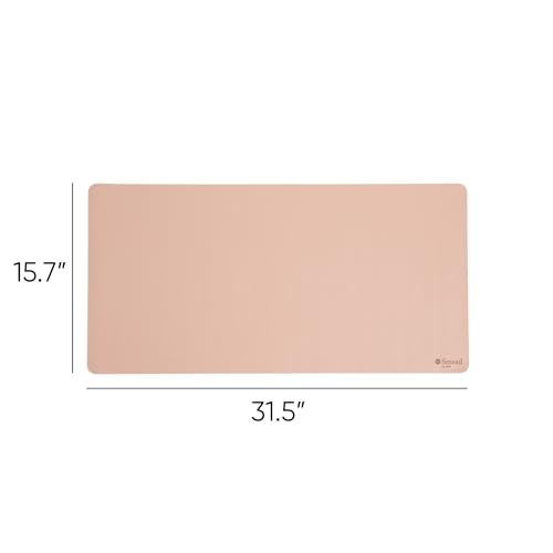 Smead Vegan Leather Desk Pad Mat, Office Desk Mat, Medium, Dusty Rose Pink | Waterproof desk pad protector, writing mat and desk blotter. Non-slip suede grips under a keyboard, mouse and notepad. - color: Dusty Rose Pink, size: 15.7" x 31.5"