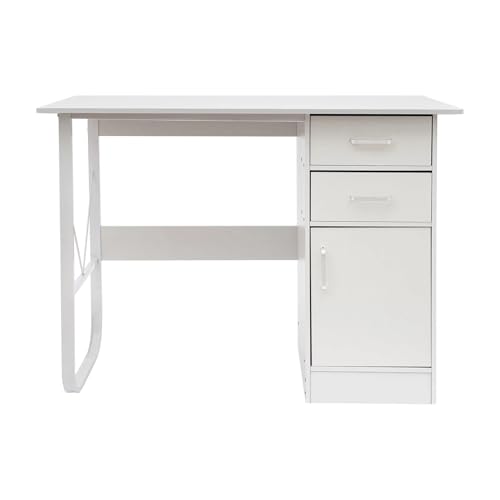 Computer Desk with Drawers, Office Desk with Storage Cabinet for PC Laptop, Wood Home Office Desk Vanity Desk for Work Study Gaming Writing Workstation