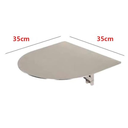 Bedside Folding Wall Table, Semi-Circle Small Coffee Table 12" Stainless Steel Sofa Side Shelf Floating Desk for Bistro Bedroom Balcony(Silver,35cm(14")) - color: Silver, size: 35cm(14")