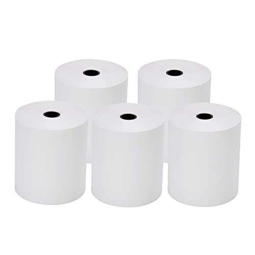 (5 Rolls - 60 GSM) 2 1/4 x 150 ft White Adding Machine Tape Paper Rolls Premium One Ply Register/Adding Machine/Calculator Paper Rolls Printing Calculator 10 Key