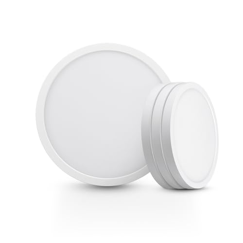 ECOELER 9“ Flush Mount Ceiling Light with 5CCT Selectable (2700K,3000K,4000K,5000K,6000K), 24W 1800Lm Dimmable Flat Ceiling Light Surface Mount for Kitchen, Hallway, Bedroom, 4Pack - color: White, size: 9Inch - 4PK