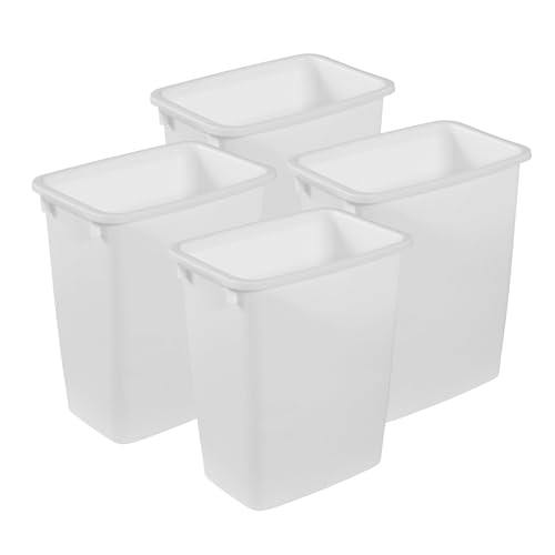 Rubbermaid 4 Pack Traditional Open Top Waste Basket Indoor Trash Bin Container for Bathrooms, Kitchens, and Home Office, 21 Quart, White