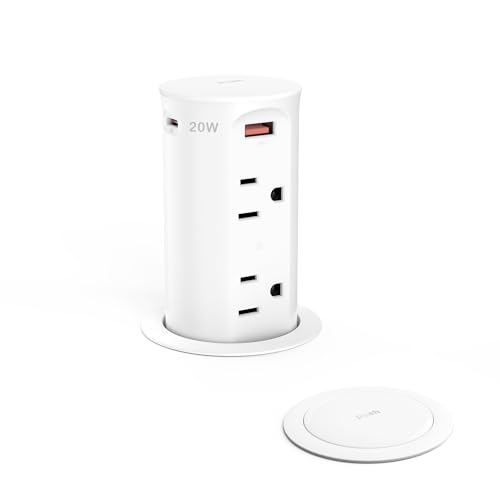 Jgstkcity Pop up Countertop Outlet,2.5in Hole Desk Grommet,White - color: White