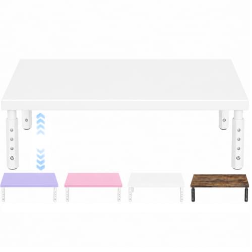 ECOLOVI Adjustable Wood Computer Monitor Stand Riser, Office Desk Organizer and Accessories for Monitor, Laptop, PC, Printer, Office Desk Accessories Workspace Organizer for Home Office Supplies, White - color: White, size: 1-Tier