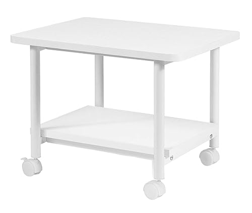 Printer Holder Printer Stand Printer Desk 2-Tier Printer Stand Rolling Printer Cart with 2 Storage Shelves Mobile Machine Storage Rack for Home Office Printer Shelf Printer Rack Printer Table - color: Bianco