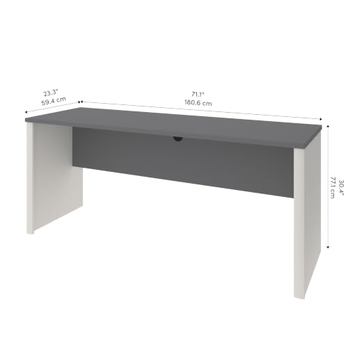 Bestar Narrow Desk Shell, Slate, Connexion, 72W - color: Slate & Sandstone