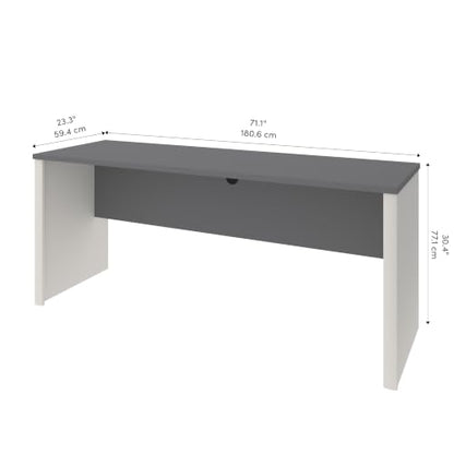 Bestar Narrow Desk Shell, Slate, Connexion, 72W - color: Slate & Sandstone