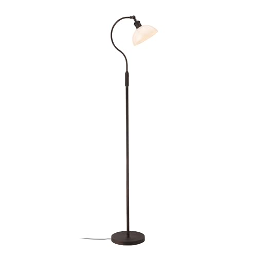 O’Bright Heritage - Banker’s Floor Lamp, 3-Level Touch Dimming, Adjustable Tilt Shade, Removable Lampshade Design, E26 Socket with 6W Dimmable LED Bulb, White Jade Glass Shade, Oil Rubbed Bronze - color: Oil Rubbed Bronze-White Glass