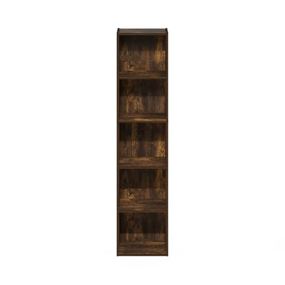 Furinno PASIR Book Shelf, 5-Tier Modern Bookshelf, Open Shelves Bookcase, 9 x 12 x 52, for Living Room, Bedroom, Home Office, Amber Oak - color: Amber Oak, size: 5-Tier, 9 x 12 x 52