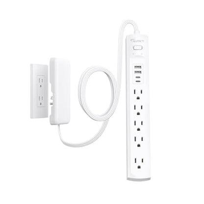 Flat Plug Surge Protector Power Strip, Outlet Cover Extension Cord, 10ft - size: 5AC(10FT-3Prong)