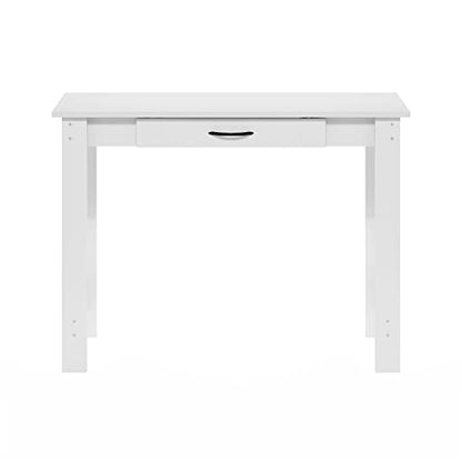Furinno Jaya Writing Desk with Drawer, White - color: White, size: 39 inches