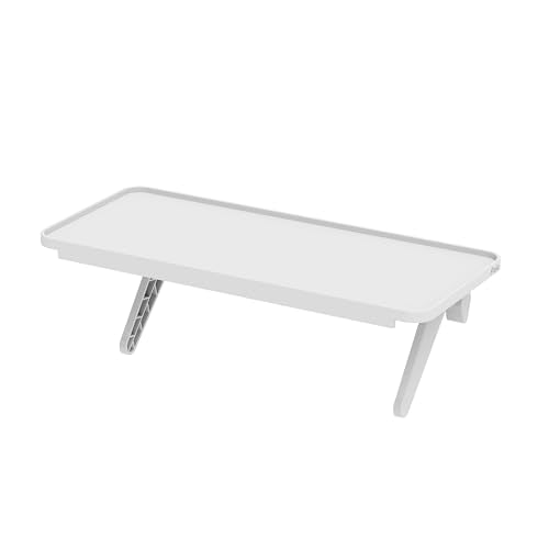 Pixio 12 inch White Monitor Storage Top Shelf - Adjustable Platform, Universal Fit, Holds Up to 13lbs, Works on TV, Flat, Curved Monitors, Storage for Webcams, Clocks, Phone, Figures - color: White