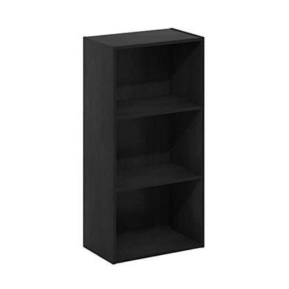 Furinno LUDER 3-Tier Book Shelf, Open Shelves Bookshelf, Blackwood | 9 x 16 x 31.4, Closed Back, Modern Bookcase, for Living Room, Bedroom, Home Office - color: Blackwood, size: 3-Tier, 9.3 x 16 x 31.4