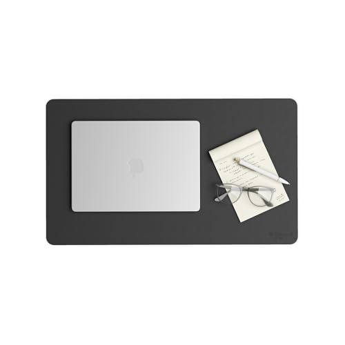 Smead Vegan Leather Desk Pad Mat, Office Desk Mat, Small, Charcoal Gray | Waterproof desk pad protector, writing mat and desk blotter. Non-slip suede grips under a laptop, keyboard and mouse. - color: Charcoal Gray, size: 13.7" x 23.6"
