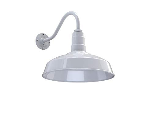 16" Gooseneck Barn Light Outdoor | Farmhouse Exterior Wall Light | White - color: White, size: 16" Gooseneck