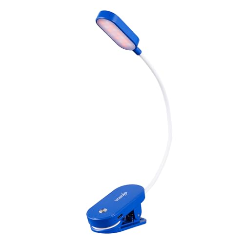 VAVOFO Rechargeable Book Light, 14 LEDs Eye Care Clip On Amber Reading Light for Bookworms Reading in Bed with 9 Colors 9 Brightness (Blue) - color: Blue