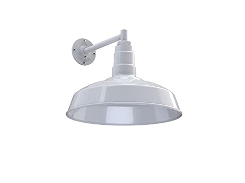 11" Straight Arm Barn Light Outdoor | Farmhouse Exterior Wall Light | White - color: White, size: 11" Straight Arm