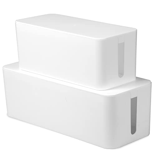 Iron Forge Cable Cable Management Box, 2 Pack - White, Hook & Loop Keepers - color: White