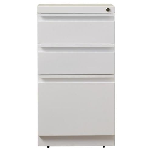 Pemberly Row 3 Drawers 27.75" Vertical White Metal Filing Cabinet Lockable Pre-Assembled Stationary Letter Size for Home, Office - color: White