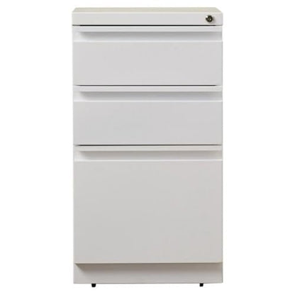 Pemberly Row 3 Drawers 27.75" Vertical White Metal Filing Cabinet Lockable Pre-Assembled Stationary Letter Size for Home, Office - color: White