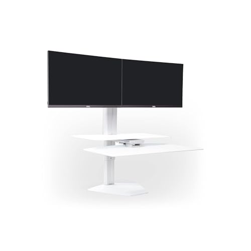 Perfect POSTURE Standing Desk Converter - Dual Monitor Riser - 18" Lift - color: White