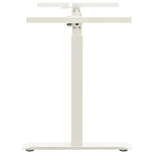 Manual Height Adjustable Desk Frame with Hand Crank, Powder-Coated Carbon Steel, Width 40.2"-63", Height 28"-44.5", for Desks 47.2"-70.9" Wide - color: White