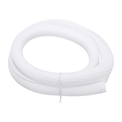 MECCANIXITY Split Sleeve Wire Loom 1-1/8" 5Ft White Self Wrapping Braided Sleeve UL94-V2 Fireproof PET Sleeving for Automotive, Home Cable Management - color: White, size: 1-1/8" x 5Ft