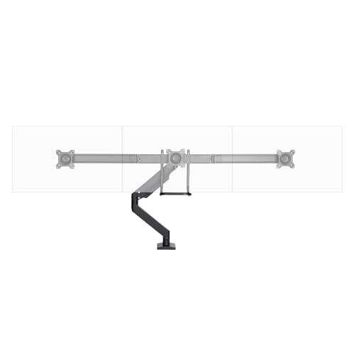 UPLIFT DESK Crestview Align Triple Monitor Stand - Gas Spring Monitor Mount with Adjustment Handle Fits 13-32” Inch Displays, VESA Compatible, Clamp or Grommet Mounting, Fits Standing Desks (Black) - color: Black, style: Triple Monitor Arm