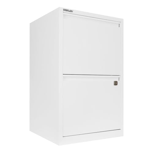 Bisley 2-Drawer Flush Front Vertical File Cabinet - Traffic White - color: Traffic White, size: 2 Drawer
