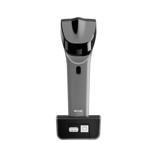 NETUM 1D Barcode Scanner, Wireless Bluetooth with Cradle, DS5000-Gray - color: Gray