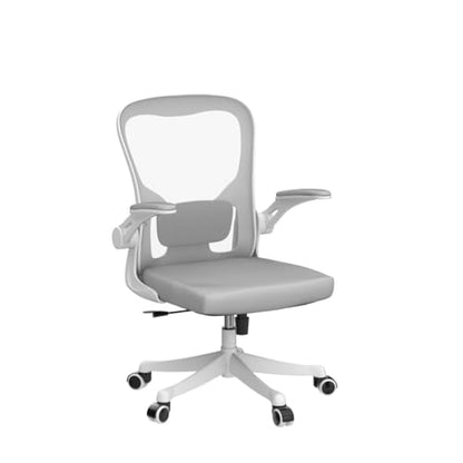 Monhey Ergonomic Office Chair, 90°-125° Tilt Back Home Desk Chair with 360° Swivel & Mute Wheels, High Back Mesh Computer Chair for Adults with Lumbar Support, 330 LBS Capacity (01White+Gray) - color: 01white+gray
