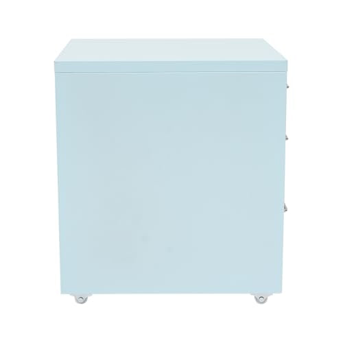 3 Drawers File Cabinet Locking Vertical File Cabinet Under Desk Small File Cabinet with Wheels for Home Office (Blue) - color: Blue