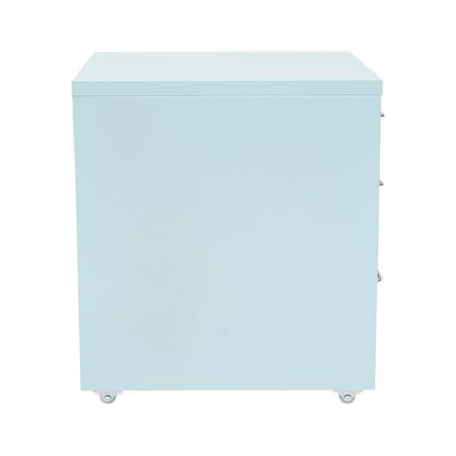 3 Drawers File Cabinet Locking Vertical File Cabinet Under Desk Small File Cabinet with Wheels for Home Office (Blue) - color: Blue