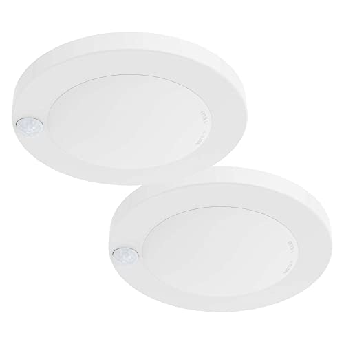 ZAGO LED 6" 120 Volts Closet Light Wired, PIR Motion Sensor Ceiling Disc Light, 15W, 1100 Lumens, CRI>80, 5000K Daylight White for Closet, Laundry, Garage, Pantry, Wet Location, ETL, White, 2 Packs - color: White-5000K-2Packs