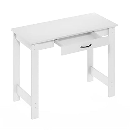 Furinno Jaya Writing Desk with Drawer, White - color: White, size: 39 inches