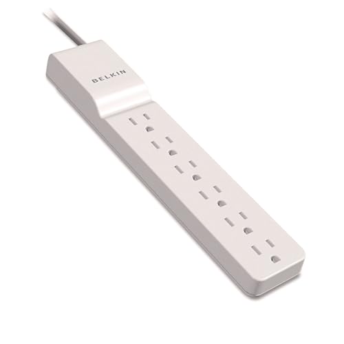 Belkin 6-Outlet Surge Protector Power Strip, 720J, 4ft Cord, Straight Plug - Color - color: Black, size: 4 ft (Pack of 1), style: 4 ft