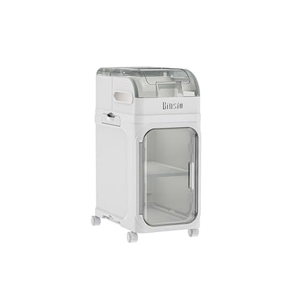 BINSIO 2-Tier Bathroom Counter Storage Cabinet, Slim Vanity Organizer with Clear Doors, Small Bathroom Storage Cabinet with Built-in Tissue Storage for Toiletries, Wipes and Bathroom Essentials - size: 2 Tiers