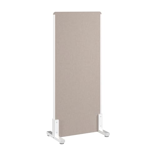 Bush Business Furniture 24W x 55H Freestanding Privacy Screen in Warm Beige, Standing Office Partition with Acoustic Sound Dampening Panel - color: Warm Beige