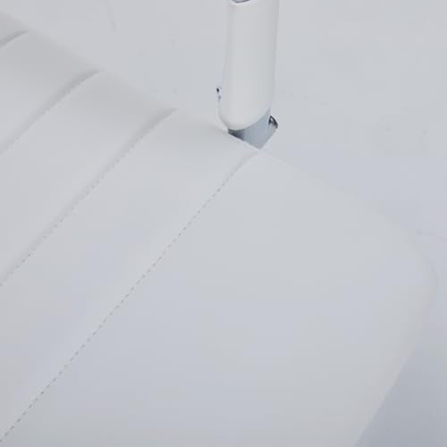 White Leather Ribbed Office High-Back Desk Conference Chairs with Wheels | Ergonomic High-Back Executive Chairs with Wheels Adjustable Swivel Computer Task Desk Chair with Arms and Thick Padded Seat - color: White, size: High Back