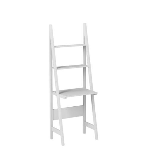 Haotian Ladder Desk with Shelves, Wall Desk for Small Space, Secretary Desk Workstation Dresser Shelf Freestanding Bookshelf, White FRG60-W | Freestanding Bookcase Desk for Storage & Study in Small Space, FRG60-W - size: Ladder Desk