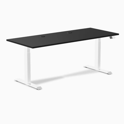 Desky Dual Laminate Sit Stand Desk Black 70.9" Grommets White - color: Black / White, size: 70.9 x 29.5 inches with Grommets