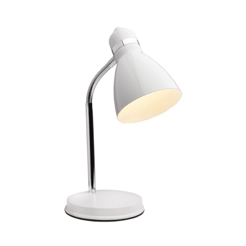 Newhouse Lighting Oxford White Metal Flexible Classic Goose Neck Design Desk or Table Lamp for Office or Bedroom Use - color: White