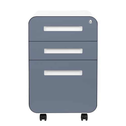 Laura Davidson Furniture Stockpile 3 Drawer File Cabinet with Lock - Under Office Desk Metal Filing Cabinet, Legal/Letter File Folders, Wheels and Stationary Feet, Pre-Assembled, Coastal Blue - color: Coastal Blue