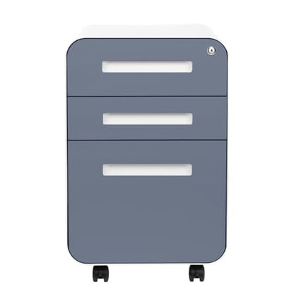 Laura Davidson Furniture Stockpile 3 Drawer File Cabinet with Lock - Under Office Desk Metal Filing Cabinet, Legal/Letter File Folders, Wheels and Stationary Feet, Pre-Assembled, Coastal Blue - color: Coastal Blue