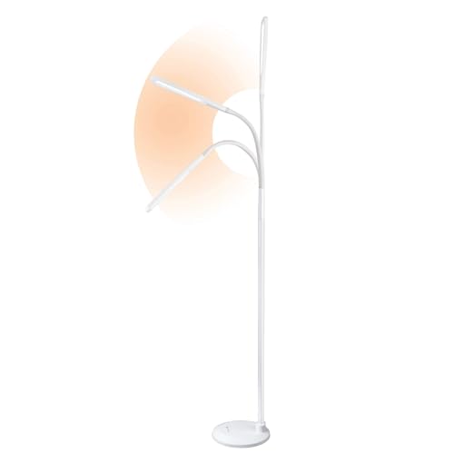 OttLite Flex LED Floor Lamp, White | ClearSun LEDs Reduce Eyestrain | Adjustable Flex Neck 49"-71" | Smart Memory Feature - color: White