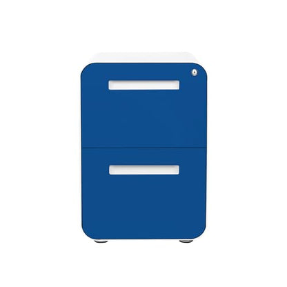 Laura Davidson Furniture Stockpile 2 Drawer Mobile File Cabinet with Lock - Under Desk Metal Filing Cabinet, Legal/Letter File Folders, Wheels and Stationary Feet, Pre-Assembled, Blue Faceplate - color: Blue