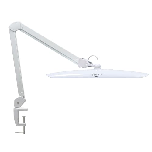 20-Inch LED Desk Lamp with Clamp, 24W 2200LM, Protected Arm, White | 117 SMD LEDs deliver eye-caring daylight illumination with 4 brightness levels and reinforced dual metal arms - size: WHITE-NonCCT-Protective