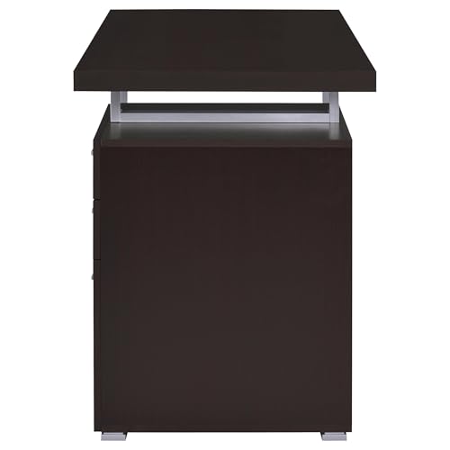 Coaster Home Furnishings Brennan Modern Contemporary Home Office 3-Drawer Writing Desk with Drawers Computer Desk Study Table File Cabinet Storage Silver Metal Frame Cappuccino Brown 800519 - color: Cappuccino