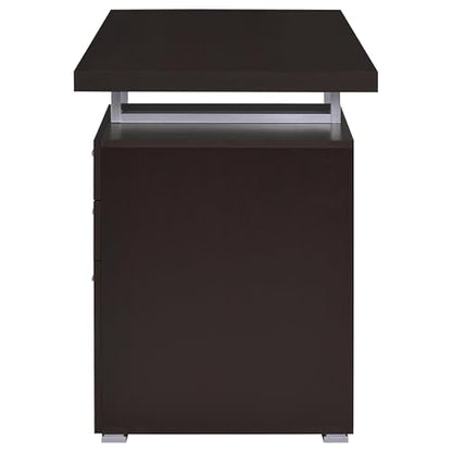 Coaster Home Furnishings Brennan Modern Contemporary Home Office 3-Drawer Writing Desk with Drawers Computer Desk Study Table File Cabinet Storage Silver Metal Frame Cappuccino Brown 800519 - color: Cappuccino