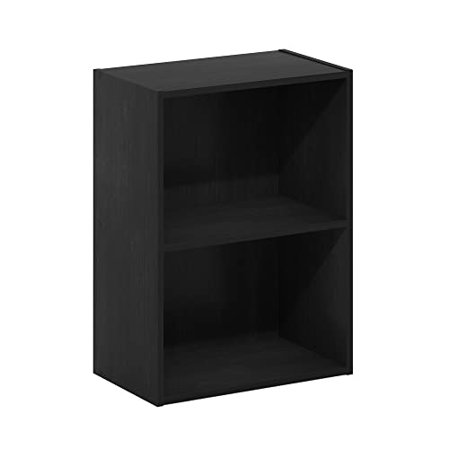 Furinno LUDER 2-Tier Book Shelf, Open Shelves Bookshelf, Blackwood | 9 x 16 x 21, Closed Back, Modern Bookcase, for Living Room, Bedroom, Home Office - color: Blackwood, size: 2-Tier, 9 x 16 x 21